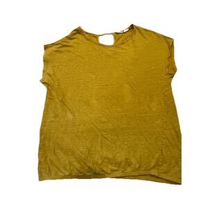 Sigrid Olsen Linen Top Yellow Lg Shirt